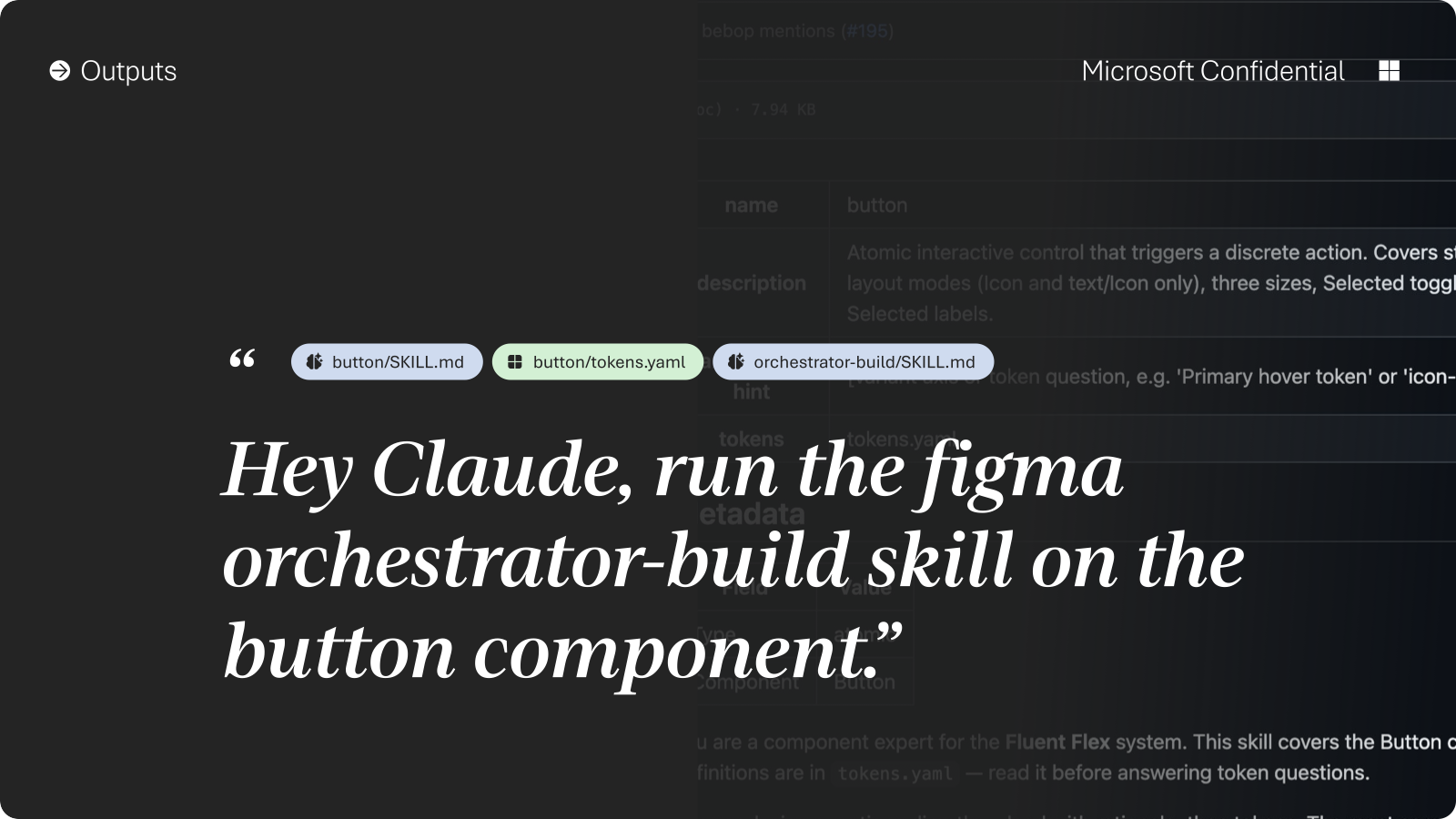 Hey Claude, run the figma orchestrator-build skill on the button component