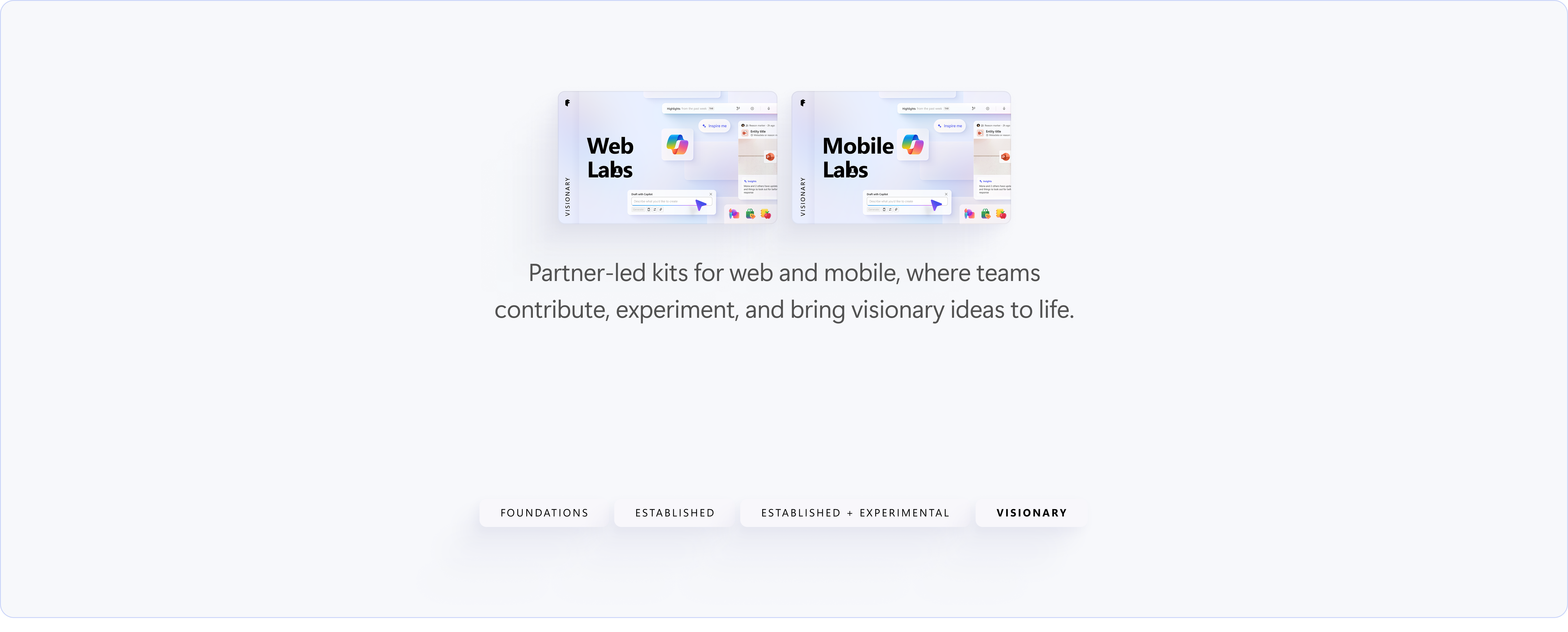 Established tier — Fluent 2 Core UI Kits for Web, iOS, and Android